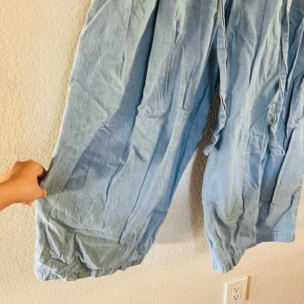 Free People Light Blue Paperbag Waist Wide Leg Jeans - Picture 3 of 7